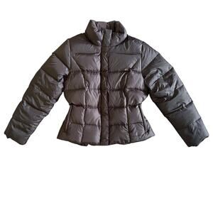 Eddie Bauer Goose Down Feathers Puffer Coat Womens Size L Black Premium 1139